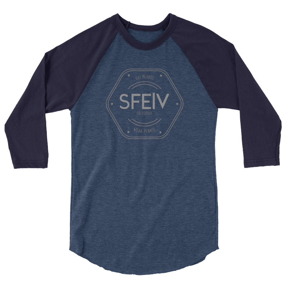 SFELV Eat Plants. Wear Plants. California Hexagon Men's 3/4 sleeve raglan shirt