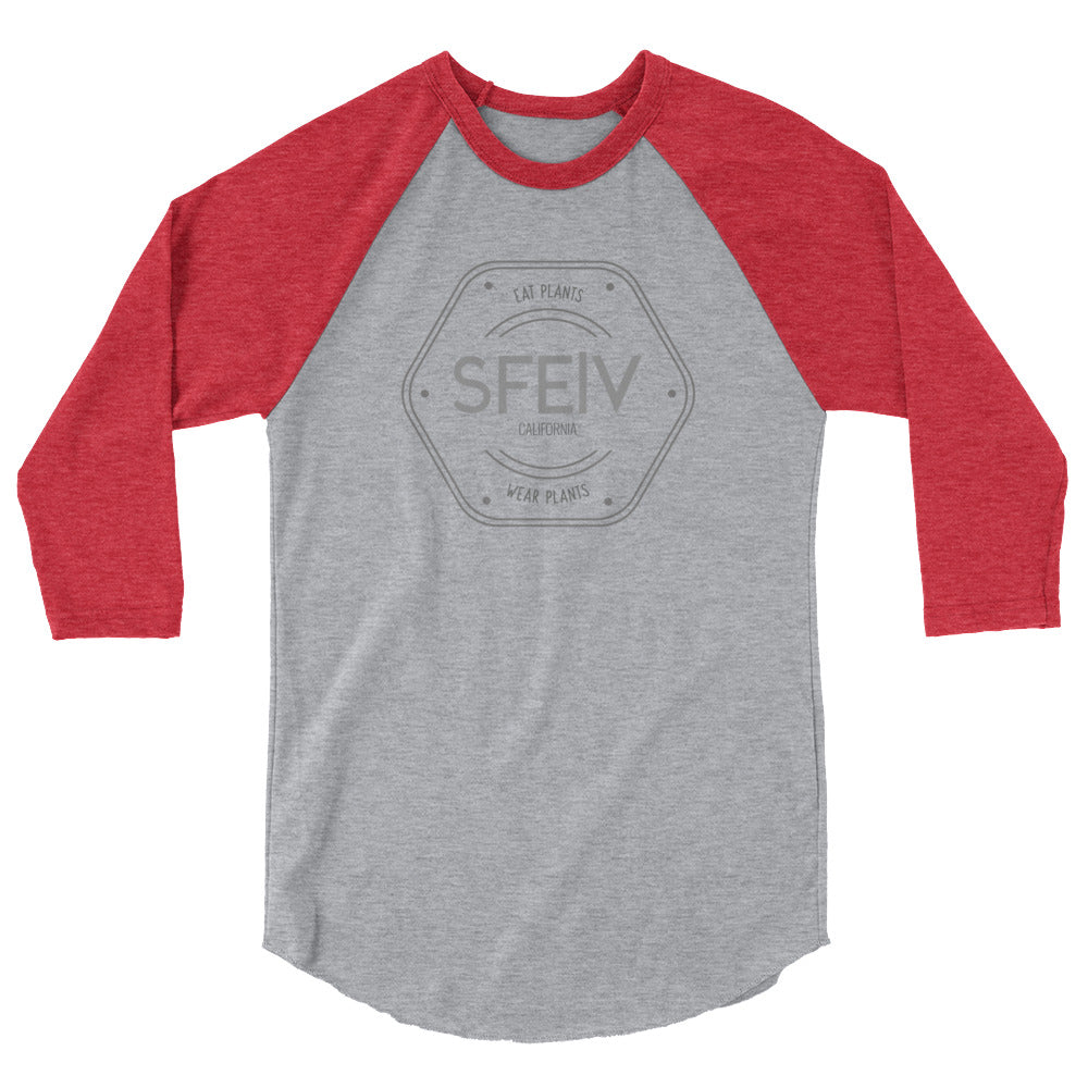 SFELV Eat Plants. Wear Plants. California Hexagon Men's 3/4 sleeve raglan shirt