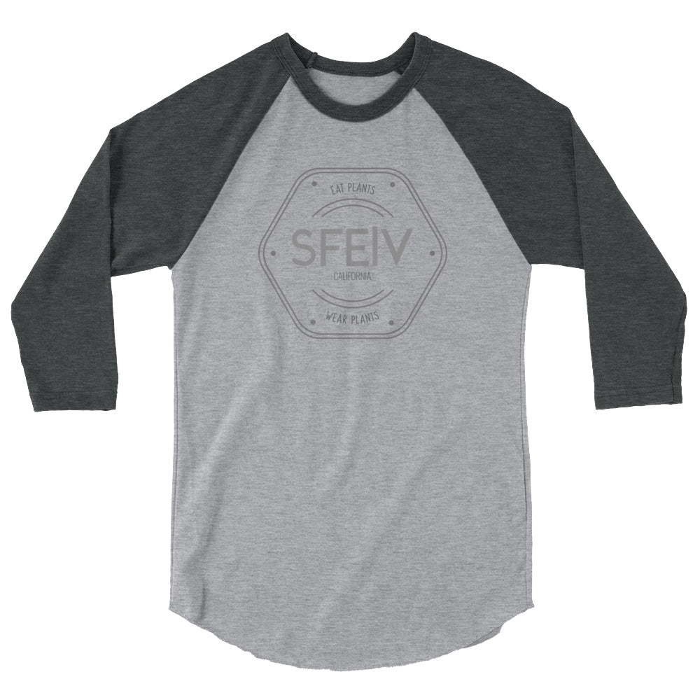 SFELV Eat Plants. Wear Plants. California Hexagon Men's 3/4 sleeve raglan shirt