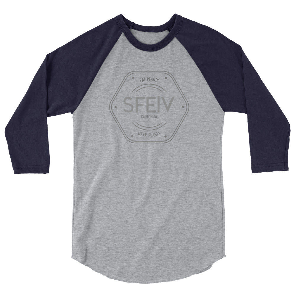 SFELV Eat Plants. Wear Plants. California Hexagon Men's 3/4 sleeve raglan shirt