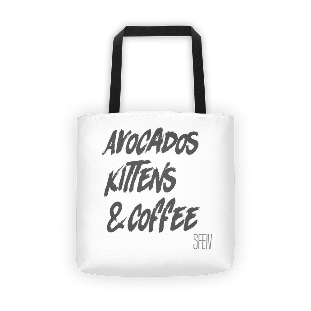Avocados Kittens & Coffee SFELV Tote bag